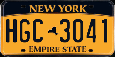 NY license plate HGC3041