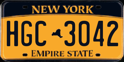 NY license plate HGC3042