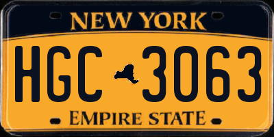 NY license plate HGC3063