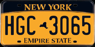 NY license plate HGC3065