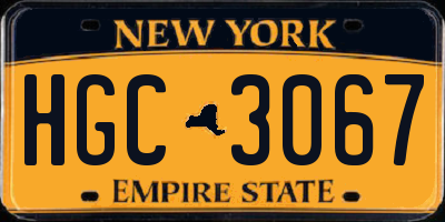 NY license plate HGC3067