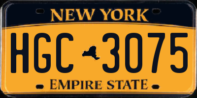 NY license plate HGC3075