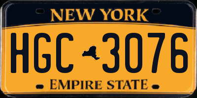 NY license plate HGC3076