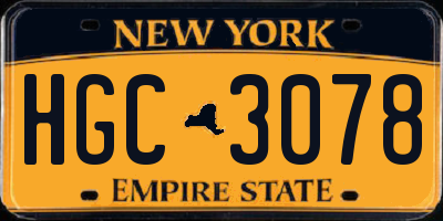 NY license plate HGC3078