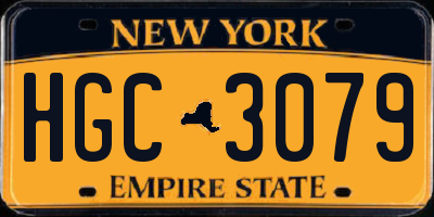 NY license plate HGC3079