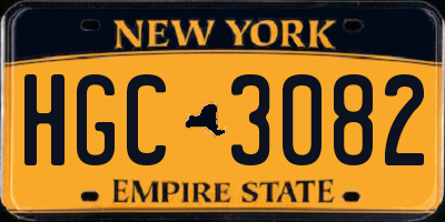 NY license plate HGC3082