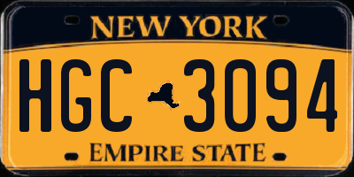 NY license plate HGC3094