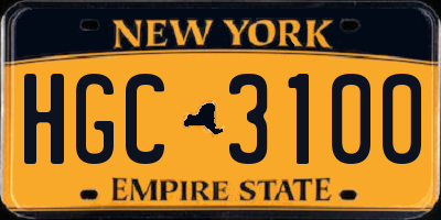 NY license plate HGC3100