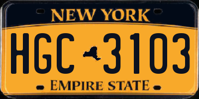 NY license plate HGC3103