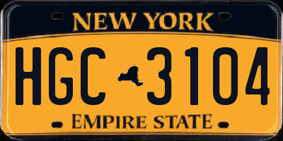NY license plate HGC3104