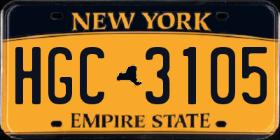 NY license plate HGC3105