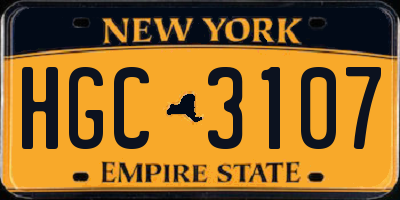 NY license plate HGC3107