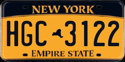 NY license plate HGC3122