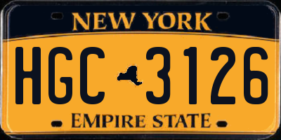 NY license plate HGC3126