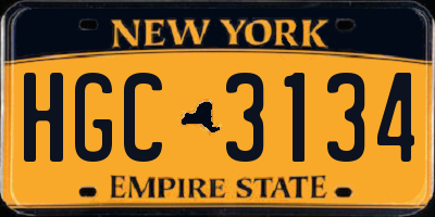 NY license plate HGC3134