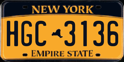NY license plate HGC3136
