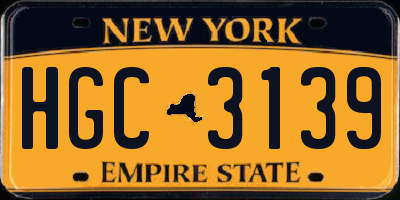 NY license plate HGC3139