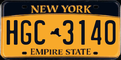 NY license plate HGC3140