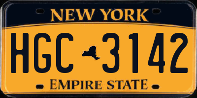 NY license plate HGC3142