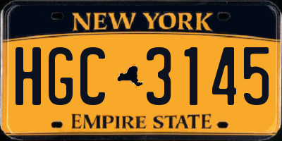 NY license plate HGC3145