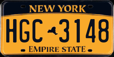 NY license plate HGC3148