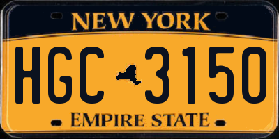 NY license plate HGC3150