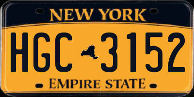 NY license plate HGC3152