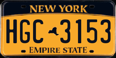 NY license plate HGC3153