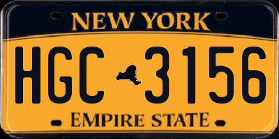 NY license plate HGC3156