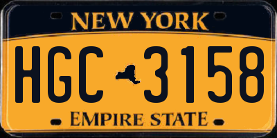 NY license plate HGC3158