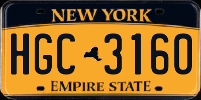 NY license plate HGC3160