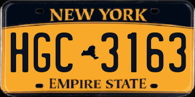 NY license plate HGC3163