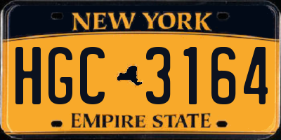 NY license plate HGC3164