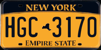 NY license plate HGC3170