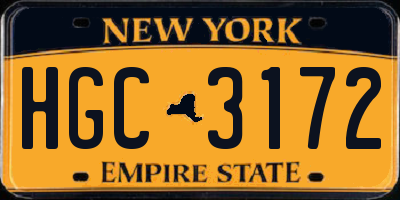 NY license plate HGC3172