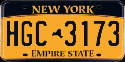 NY license plate HGC3173