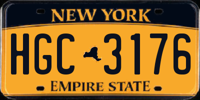 NY license plate HGC3176