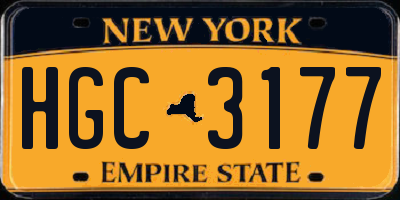 NY license plate HGC3177
