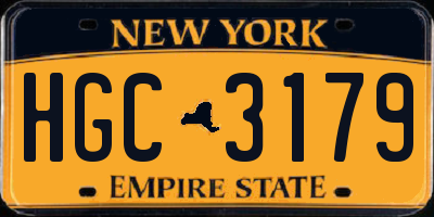NY license plate HGC3179