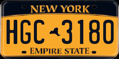 NY license plate HGC3180
