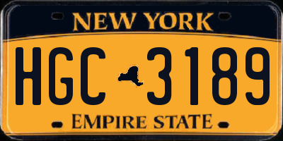 NY license plate HGC3189