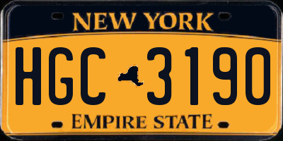 NY license plate HGC3190