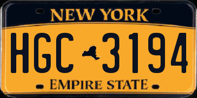 NY license plate HGC3194