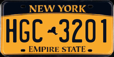 NY license plate HGC3201