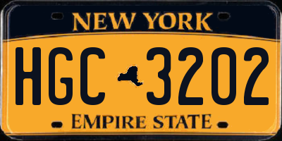 NY license plate HGC3202