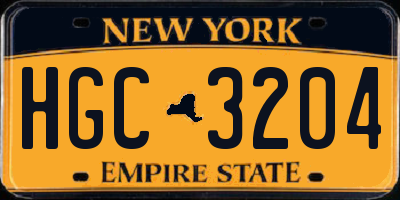 NY license plate HGC3204