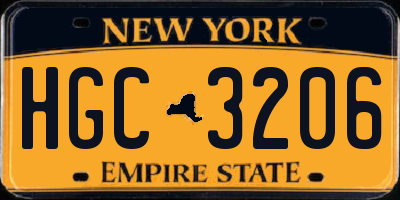 NY license plate HGC3206