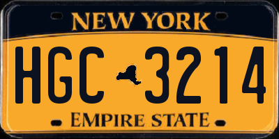 NY license plate HGC3214