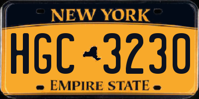 NY license plate HGC3230