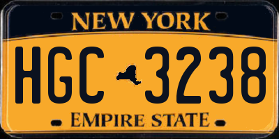 NY license plate HGC3238